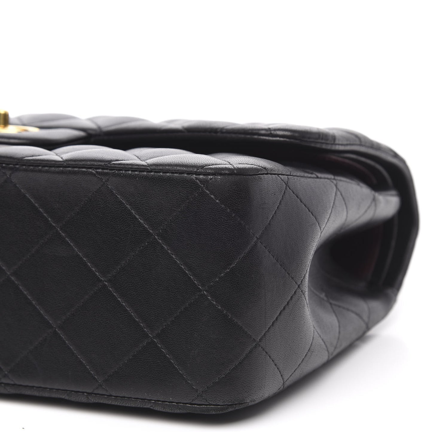 Lambskin Quilted Jumbo Double Flap Black