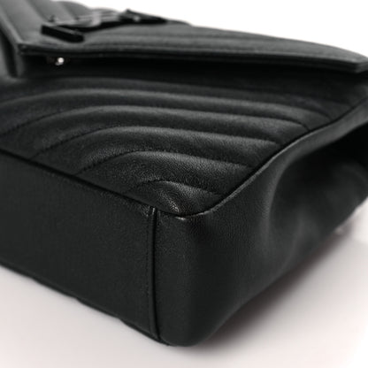 Saint Laurent Sheepskin Matelasse Chevron Monogram Monochrome Medium College Bag Black 9 of 9