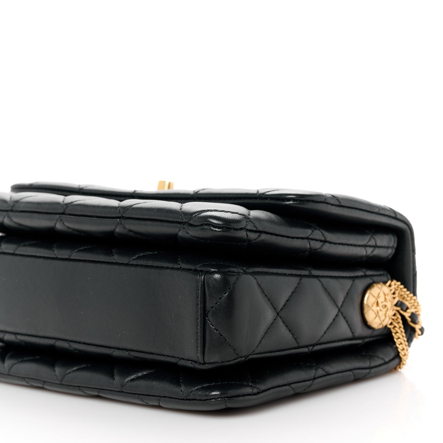Lambskin Quilted Mini Medallion Multi Chain Flap Black