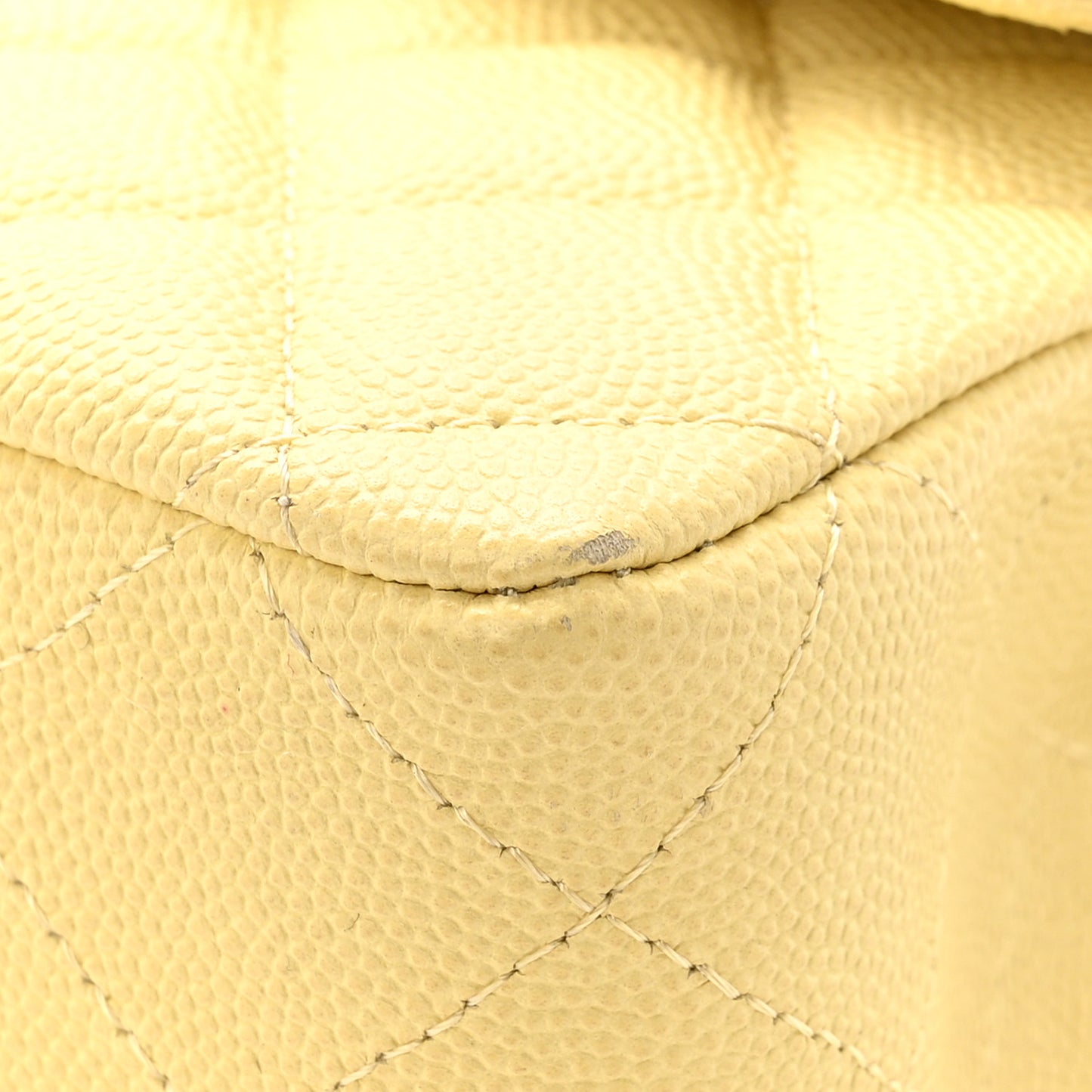 Caviar Quilted Medium Double Flap Light Yellow