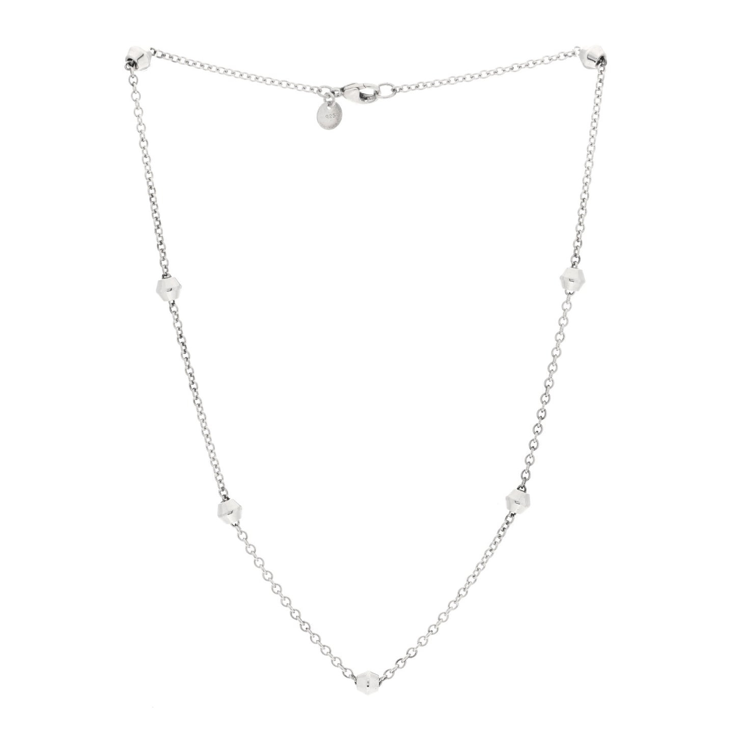 Sterling Silver Barrel Bead Station Chain Necklace
