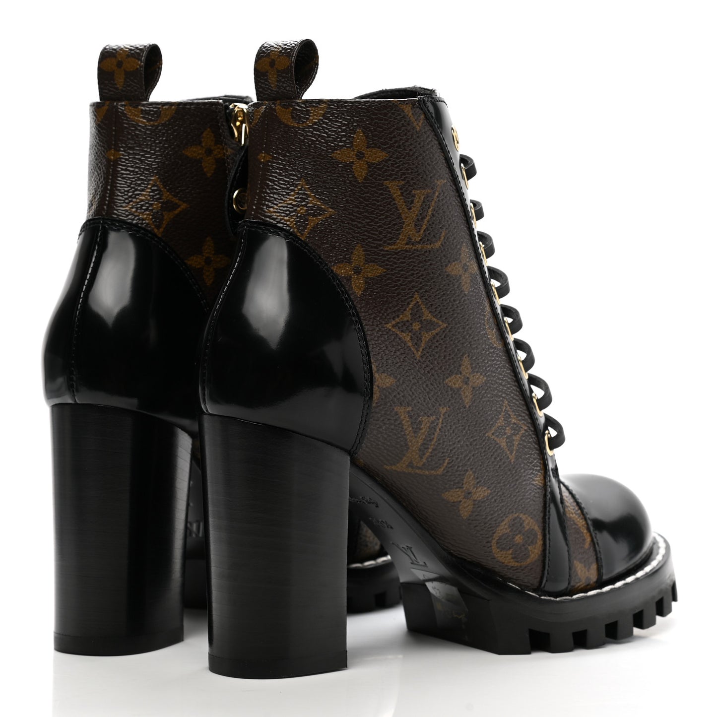 Patent Calfskin Monogram Star Trail Ankle Boots 35.5 Black