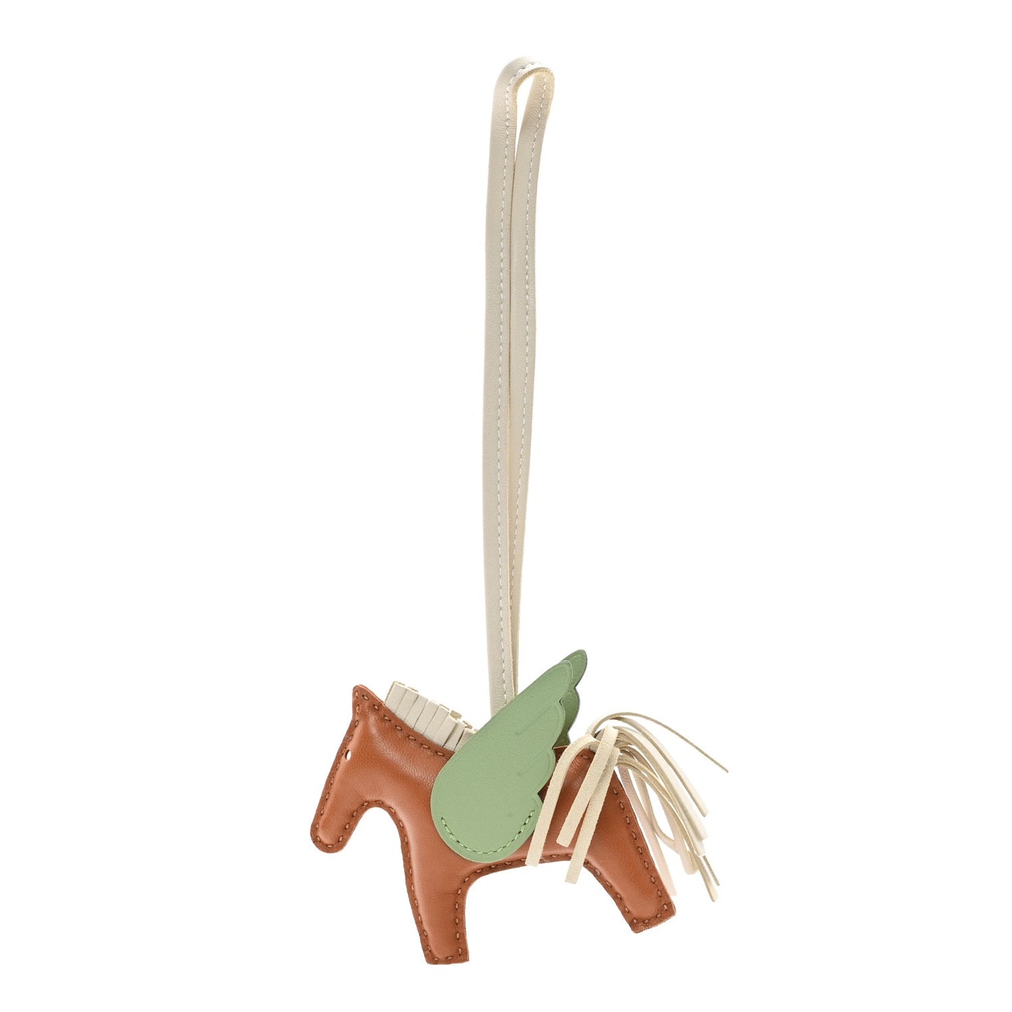 Milo Lambskin Grigri Rodeo Pegase Horse Bag Charm PM Craie Gold Vert Criquet