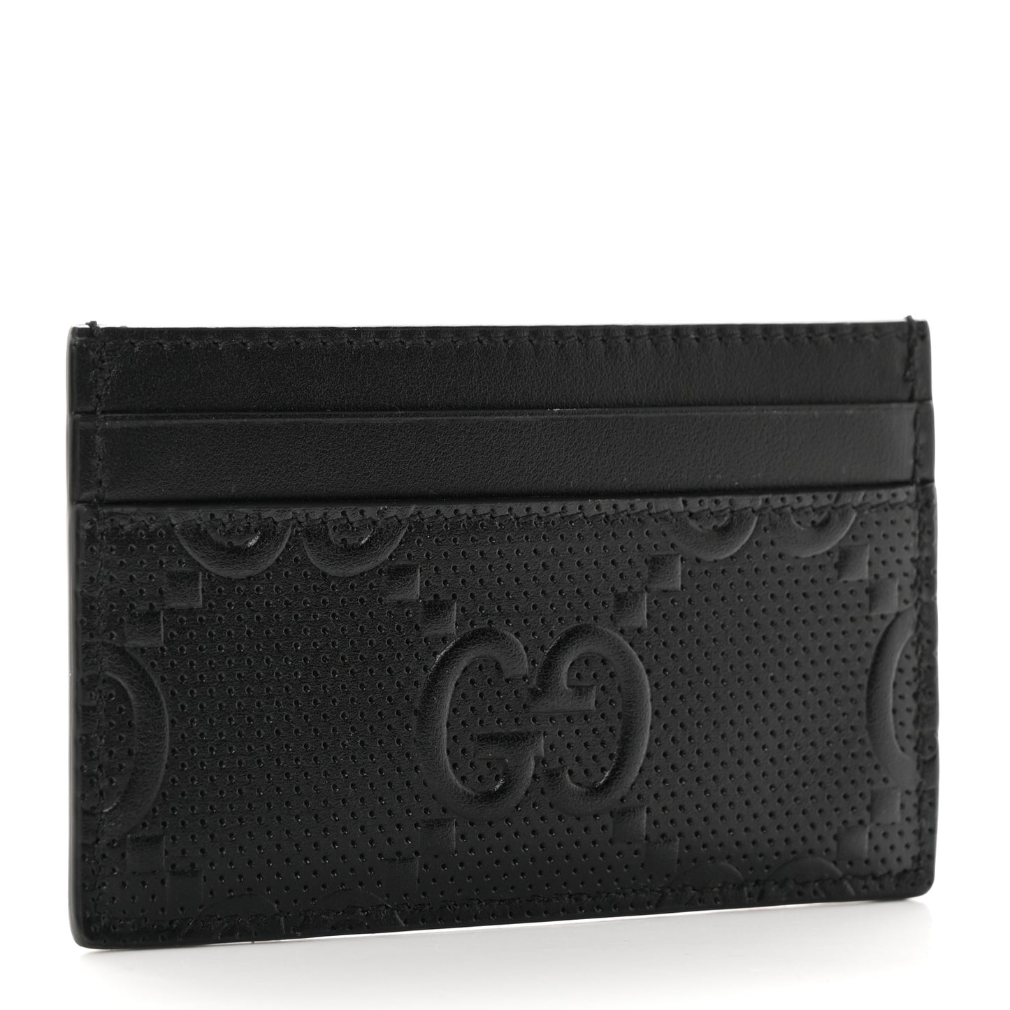 Calfskin GG Tennis Embossed Card Holder Black