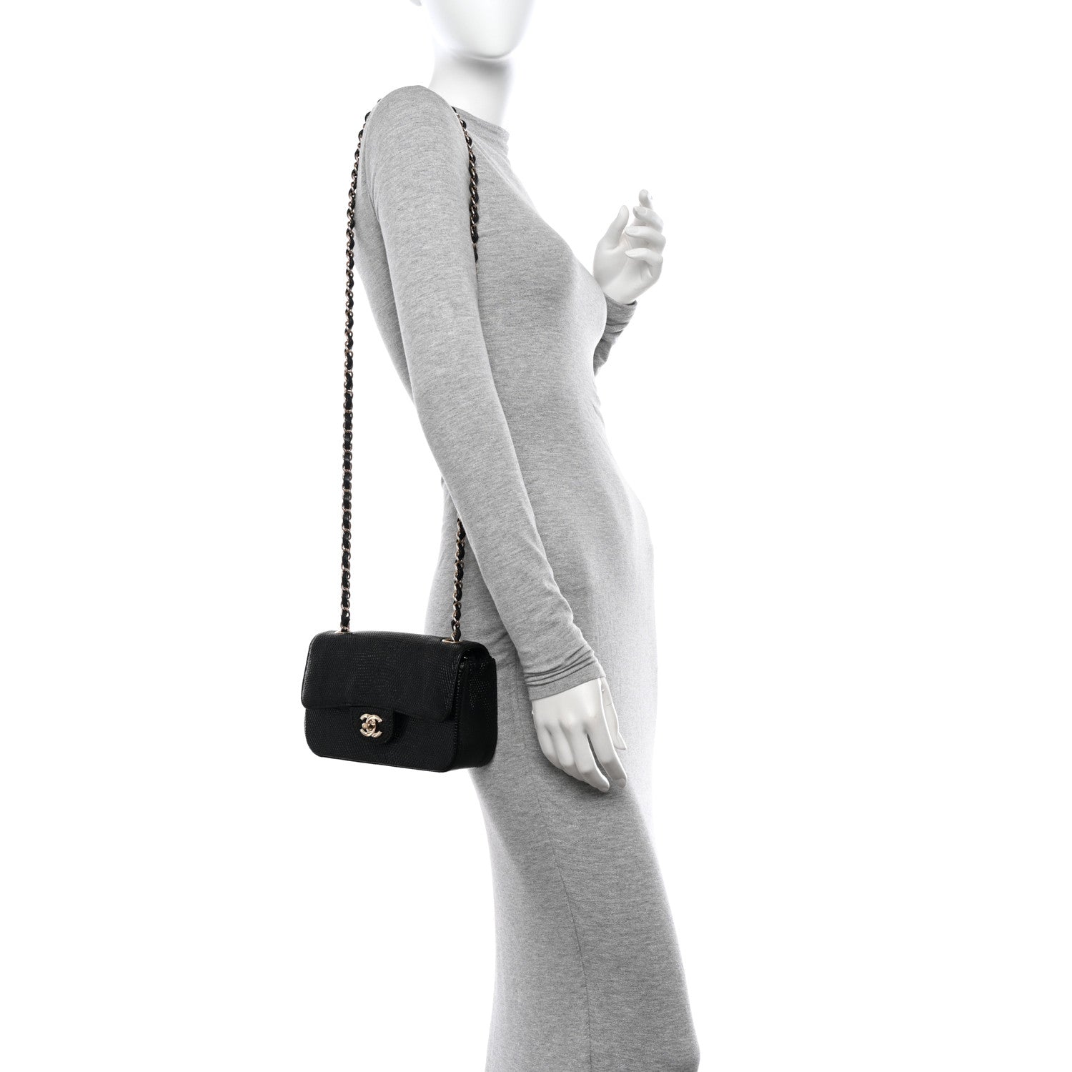 Chanel Lizard Mini Rectangular Flap Black 2 of 19