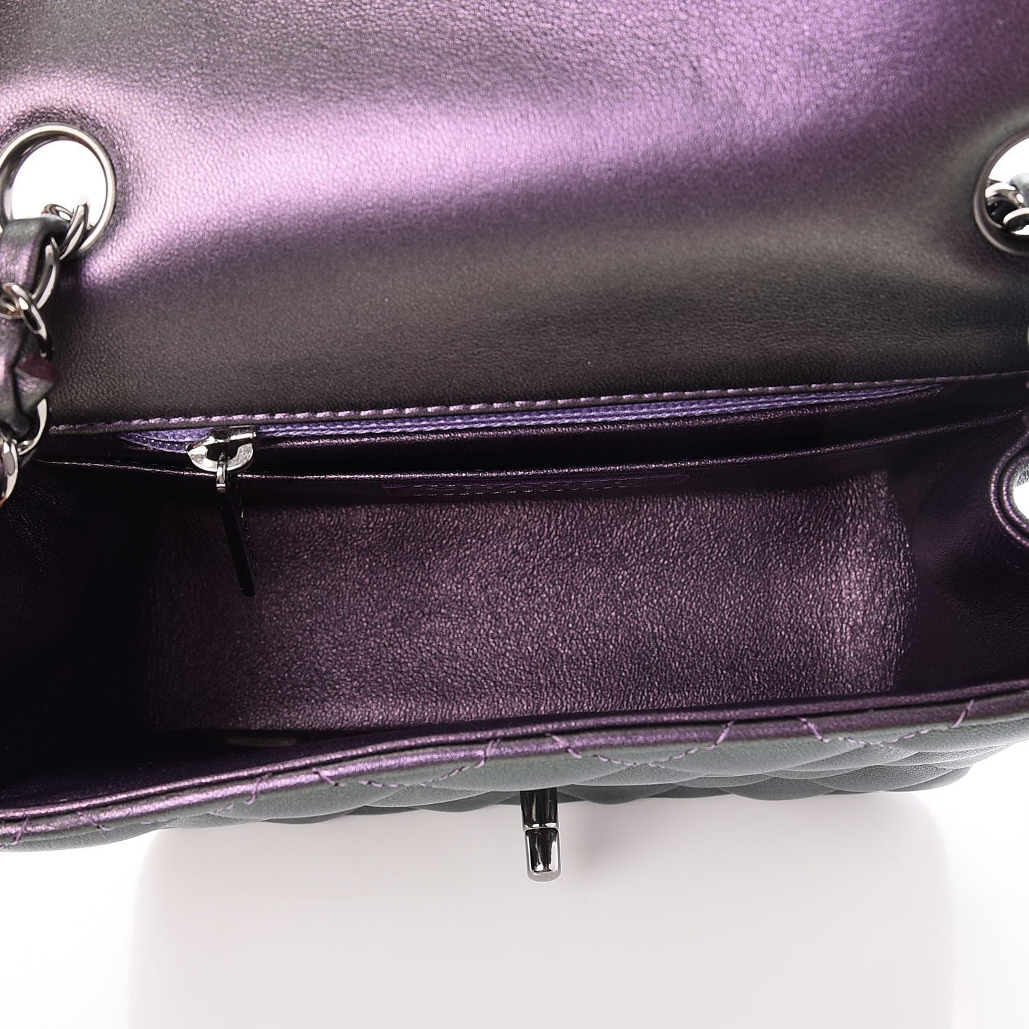 Chanel Iridescent Lambskin Quilted Mini Square Flap Dark Purple 5 of 8