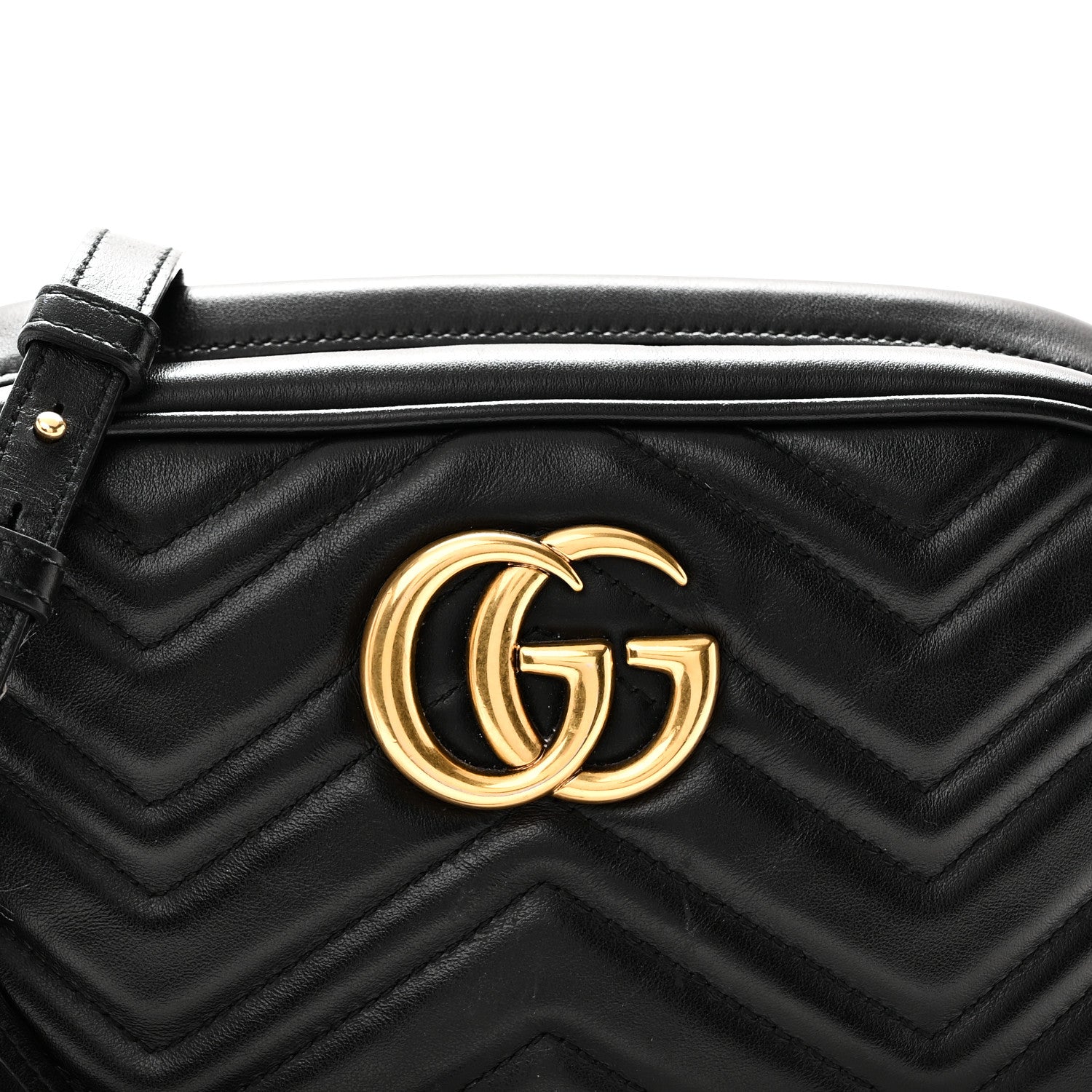 Gucci Calfskin Matelasse Small GG Marmont Chain Shoulder Bag Black 8 of 11