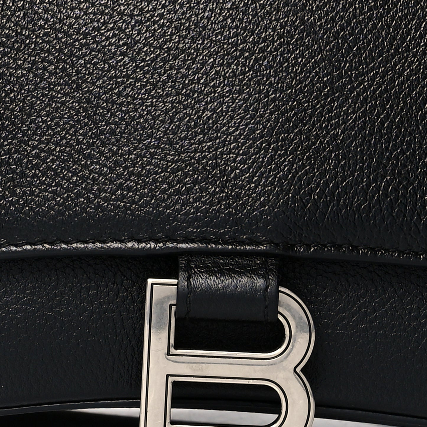 Grained Calfskin Small Hourglass Top Handle Bag Black