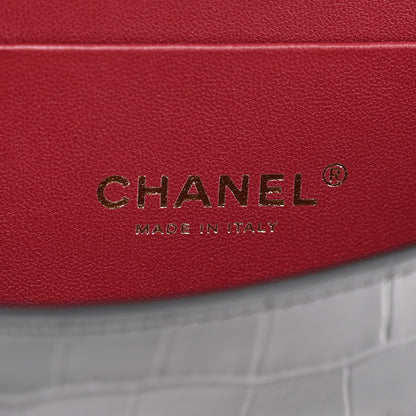Chanel Calfskin Crocodile Embossed CC Clutch Black 6 of 10