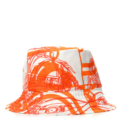 Hermes Silk Brides De Gala en Desordre Reverso Bucket Hat 57 Orange 1 of 5