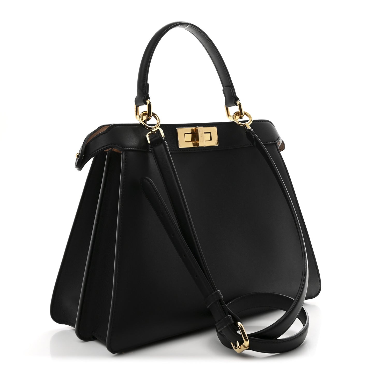 Vitello Seta Shiny Nappa Medium Peekaboo I SEE U Satchel Black Light Rose
