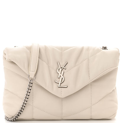 Saint Laurent Lambskin Quilted Toy Loulou Puffer Monogram Chain Satchel Crema Soft 8 of 10