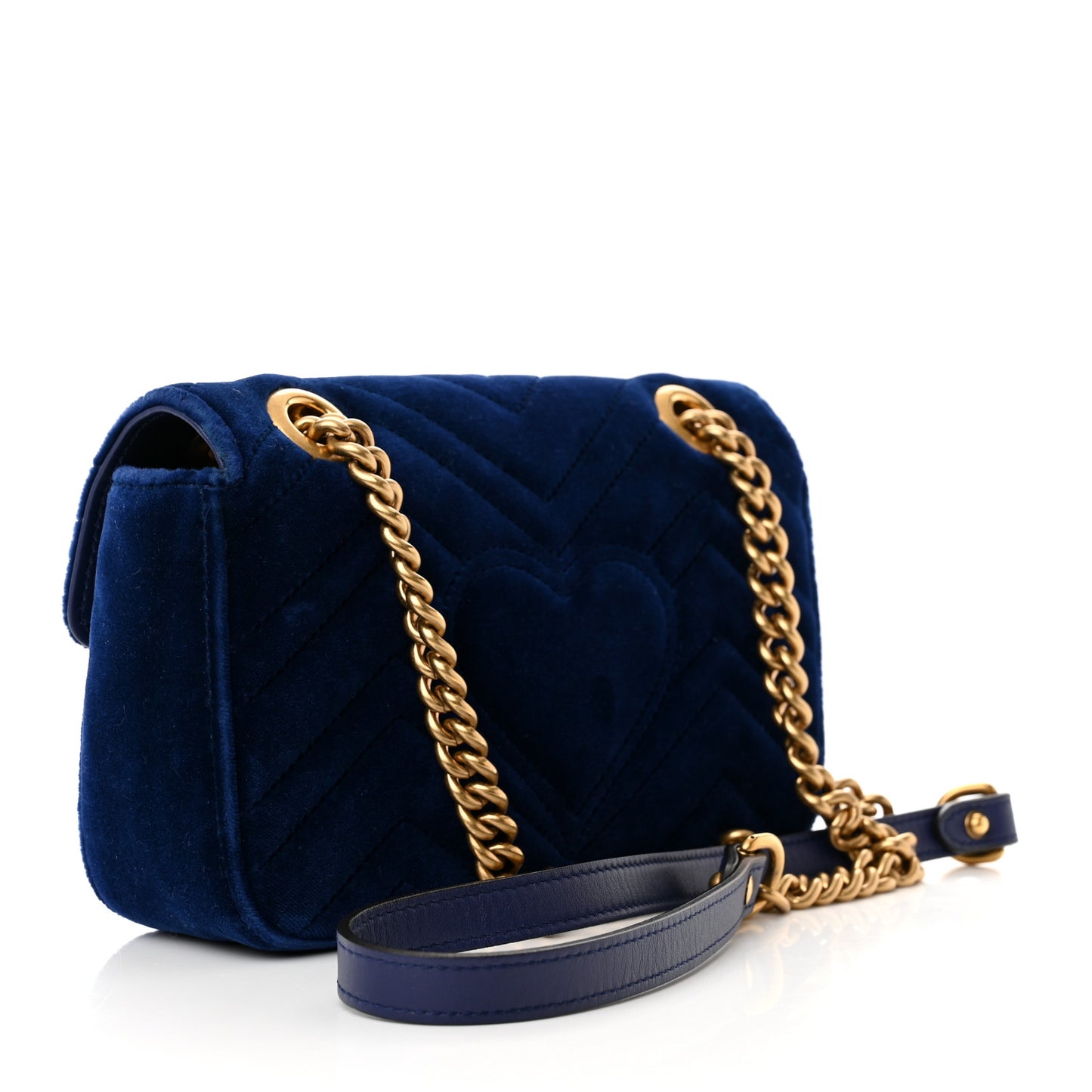 Velvet Matelasse Mini GG Marmont Shoulder Bag Cobalt Blue