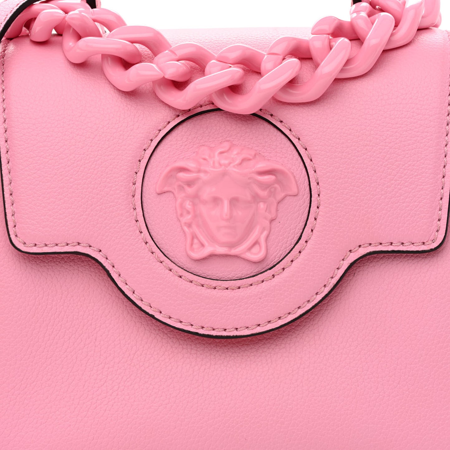 Grained Calfskin Small La Medusa Top Handle Bag Pink