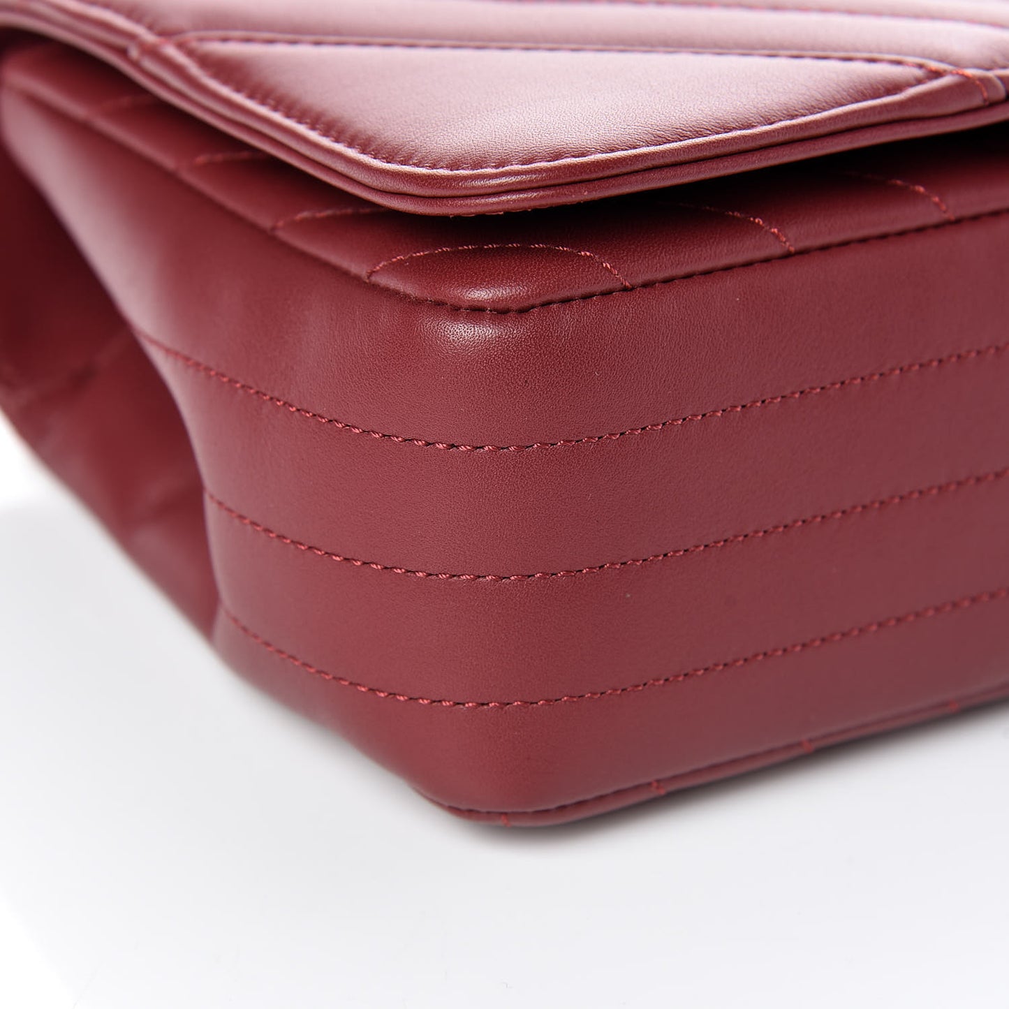 Calfskin Chevron Quilted Statement Flap Red