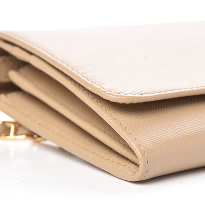 Prada Saffiano Metal Oro Chain Wallet Sabbia 10 of 13