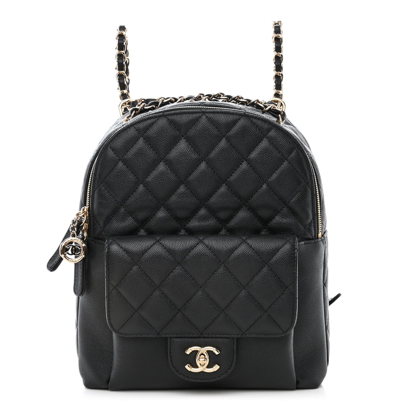 Caviar Quilted Medium Zip Around Backpack Black
