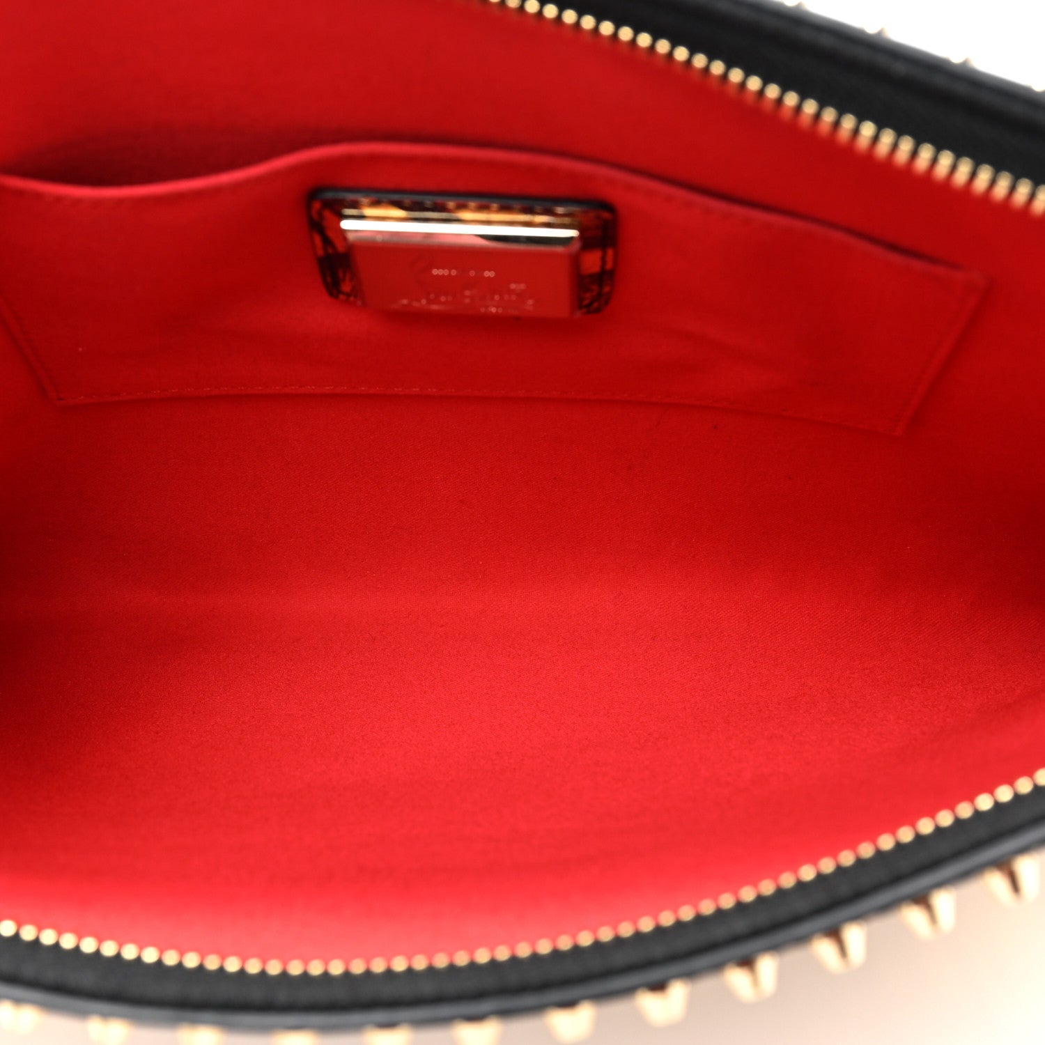 Christian Louboutin Patent Lame Hibiscus Spike Loubiclutch Clutch Black Gold 5 of 8