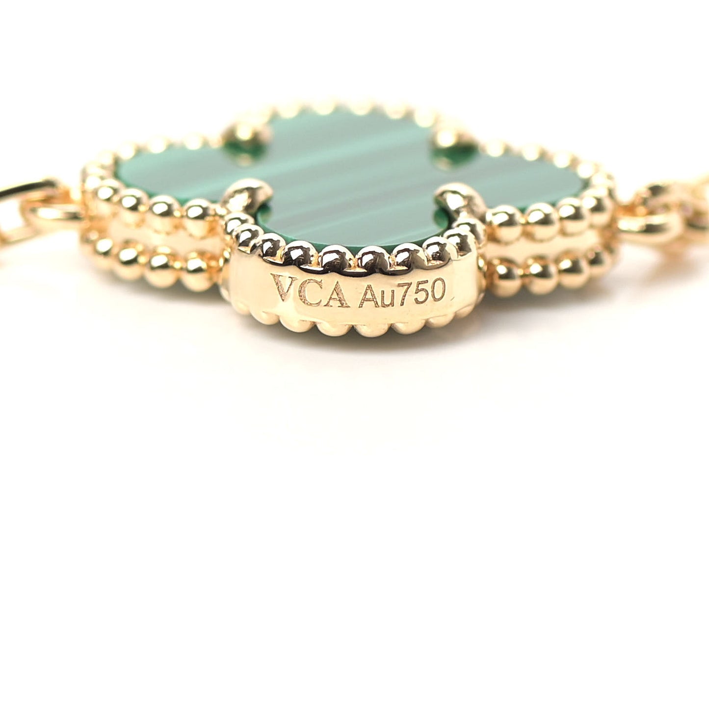 18K Yellow Gold Malachite 5 Motifs Vintage Alhambra Bracelet