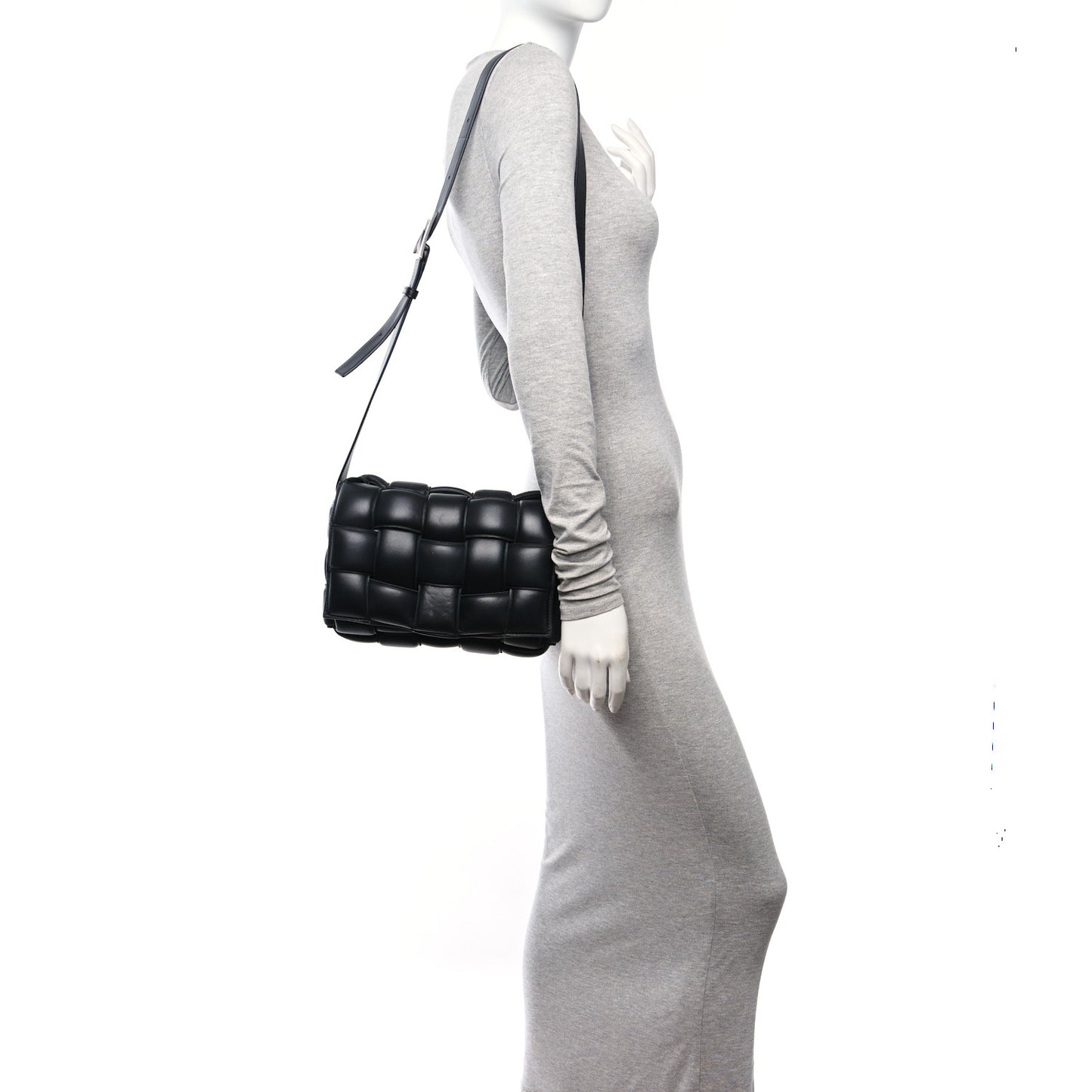 Nappa Maxi Intreccio Padded Cassette Crossbody Bag Black