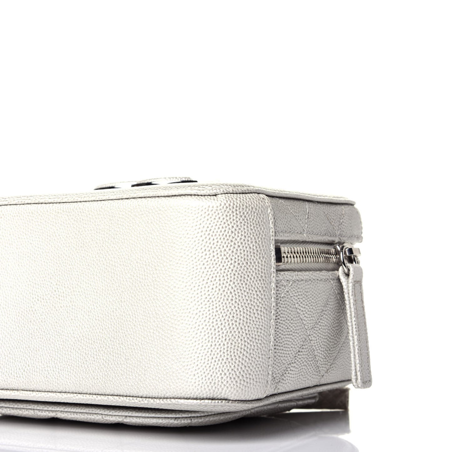 Metallic Caviar Small Coco Curve Vanity Bag Silver