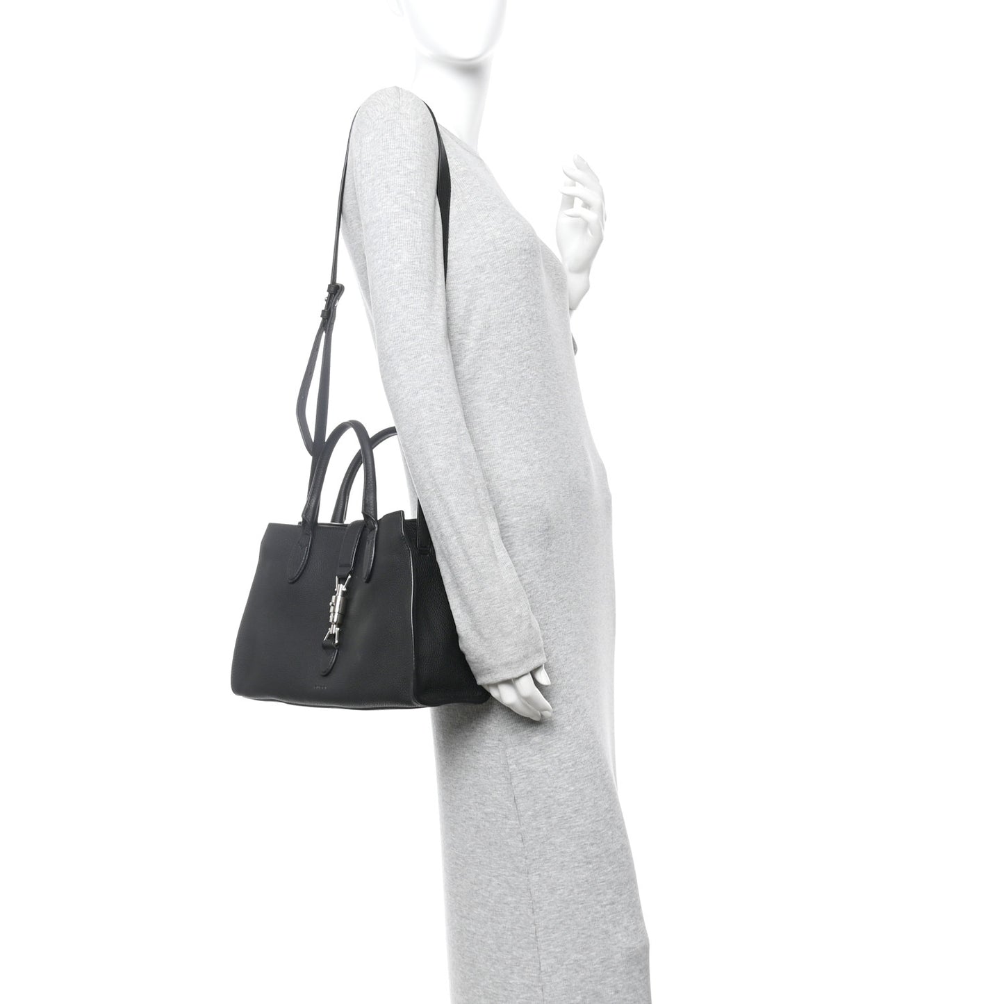 Soft Calfskin Small Jackie Top Handle Bag Black