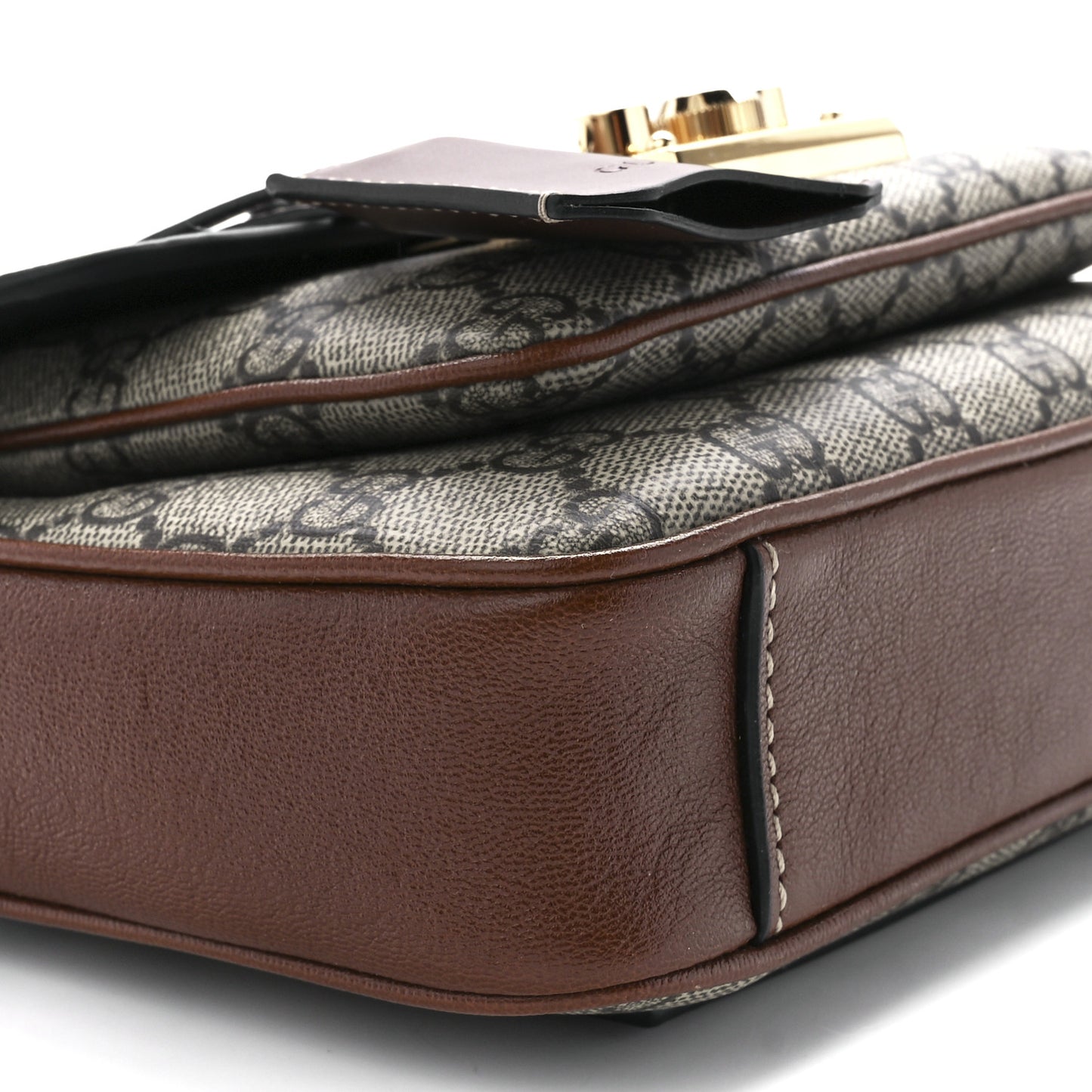GG Supreme Monogram New Sakai Lux Calfskin Mini Padlock Flap Pocket Shoulder Bag Beige Ebony Black Cuir