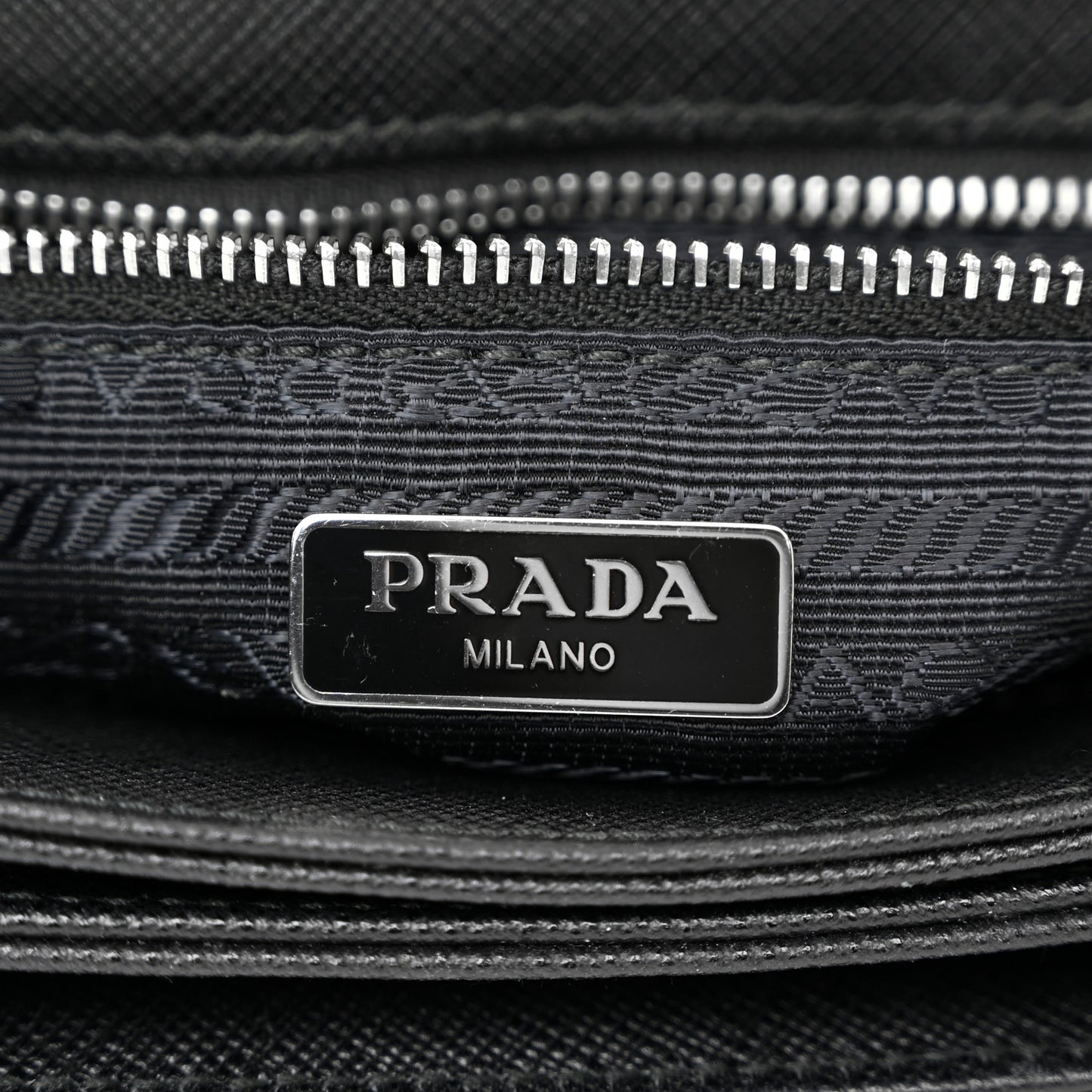 Saffiano Tessuto Nylon Chain Shoulder Bag Black