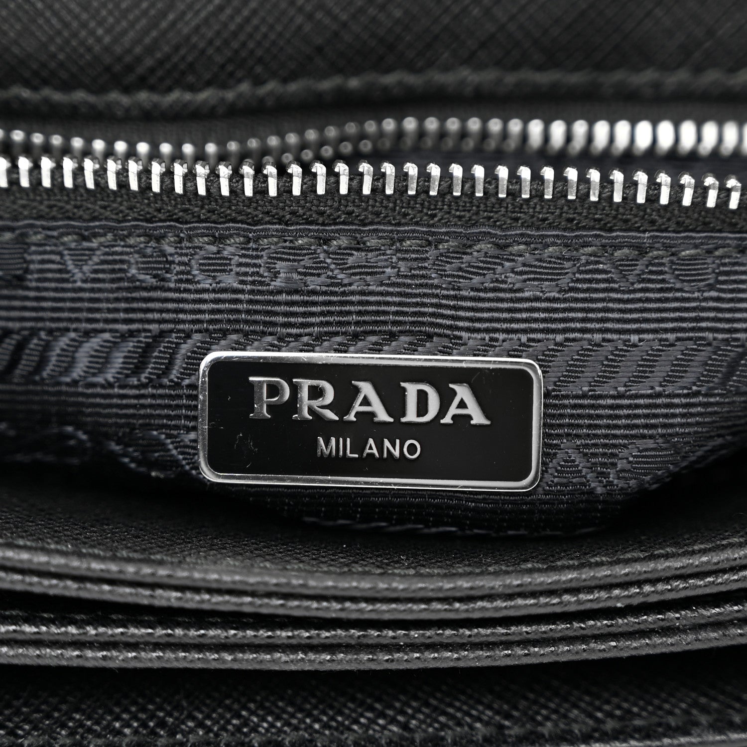 Prada Saffiano Tessuto Nylon Chain Shoulder Bag Black 8 of 13