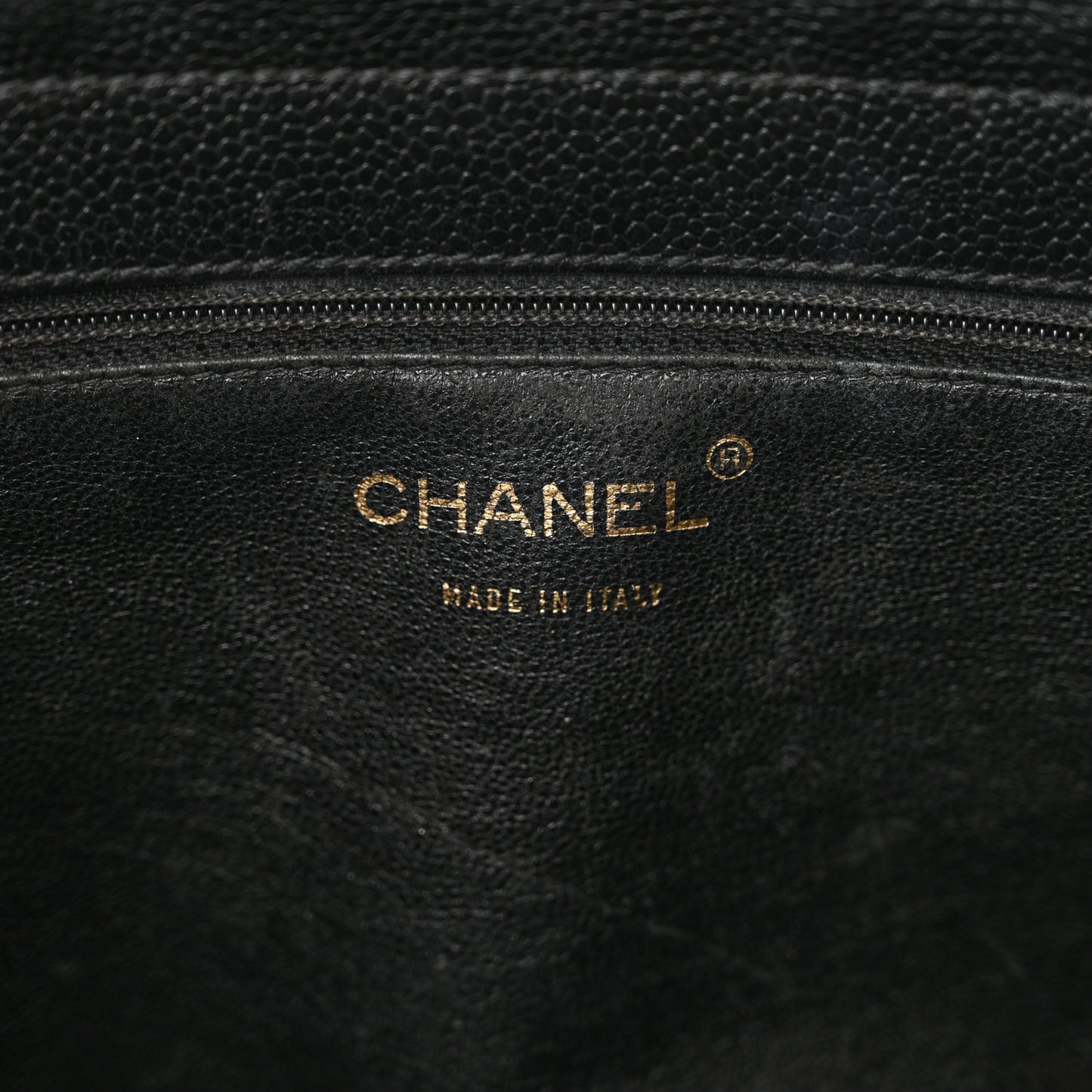 Caviar Quilted Shopping Tote Black