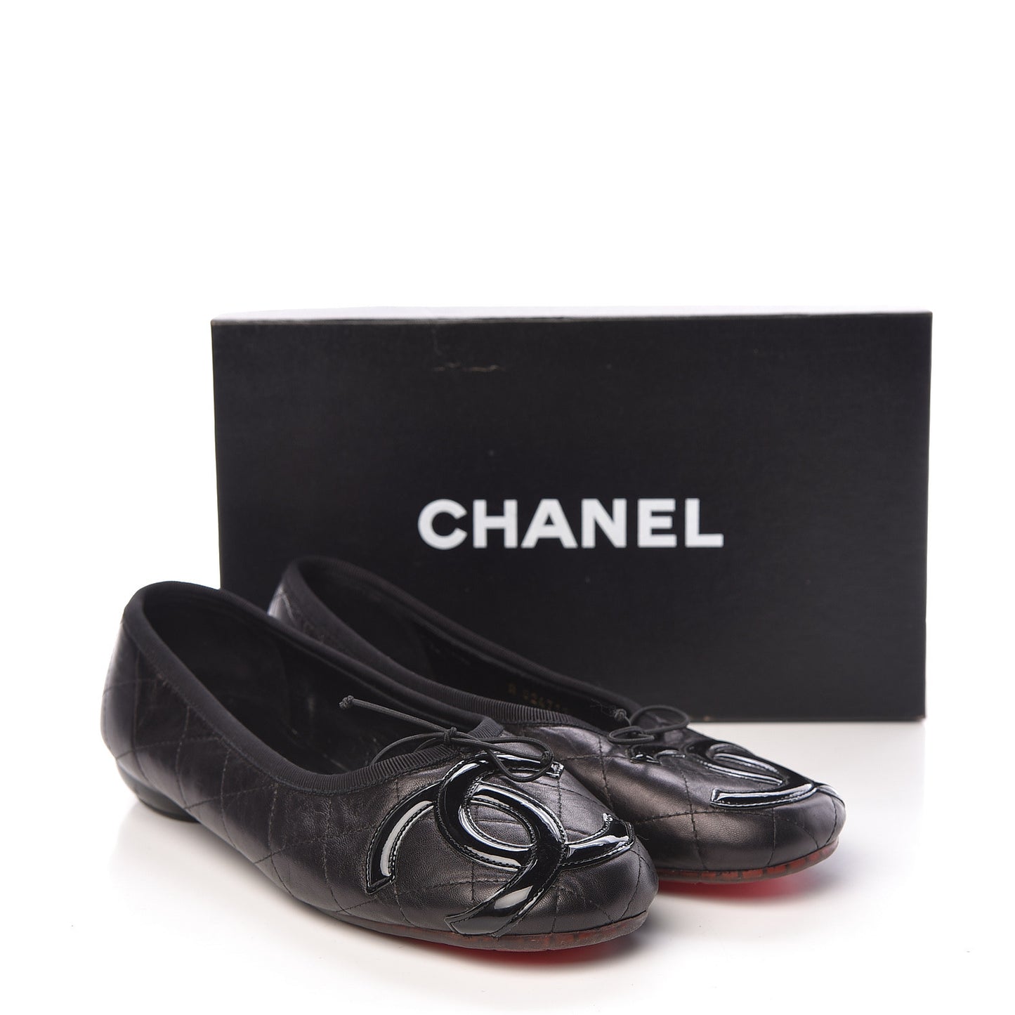 Lambskin Quilted Cambon Ballerina Flats 40.5 Black
