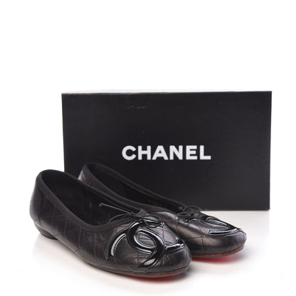 Chanel Lambskin Quilted Cambon Ballerina Flats 40.5 Black 12 of 12