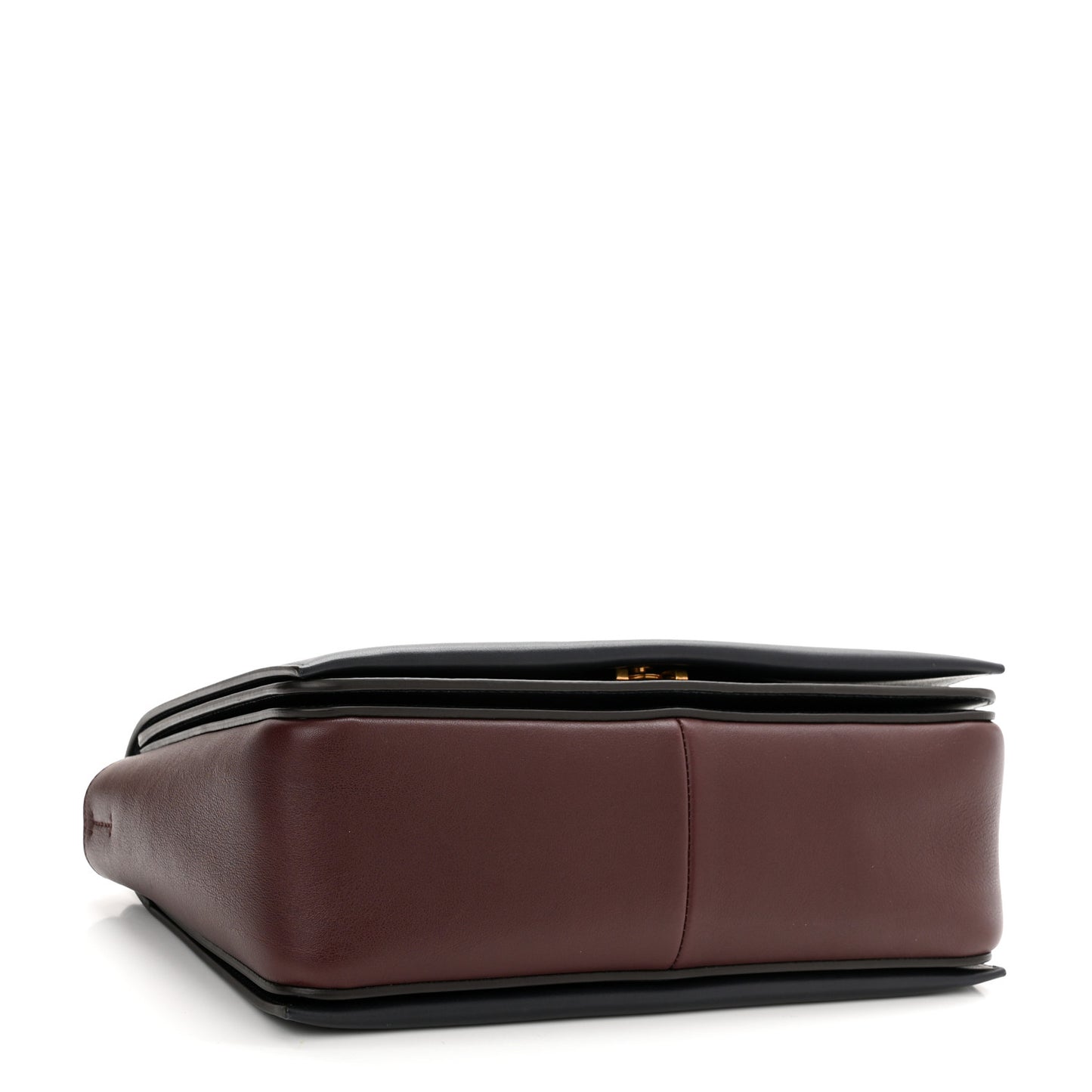 Shiny Smooth Calfskin Medium Frame Shoulder Bag Steel Blue Plum