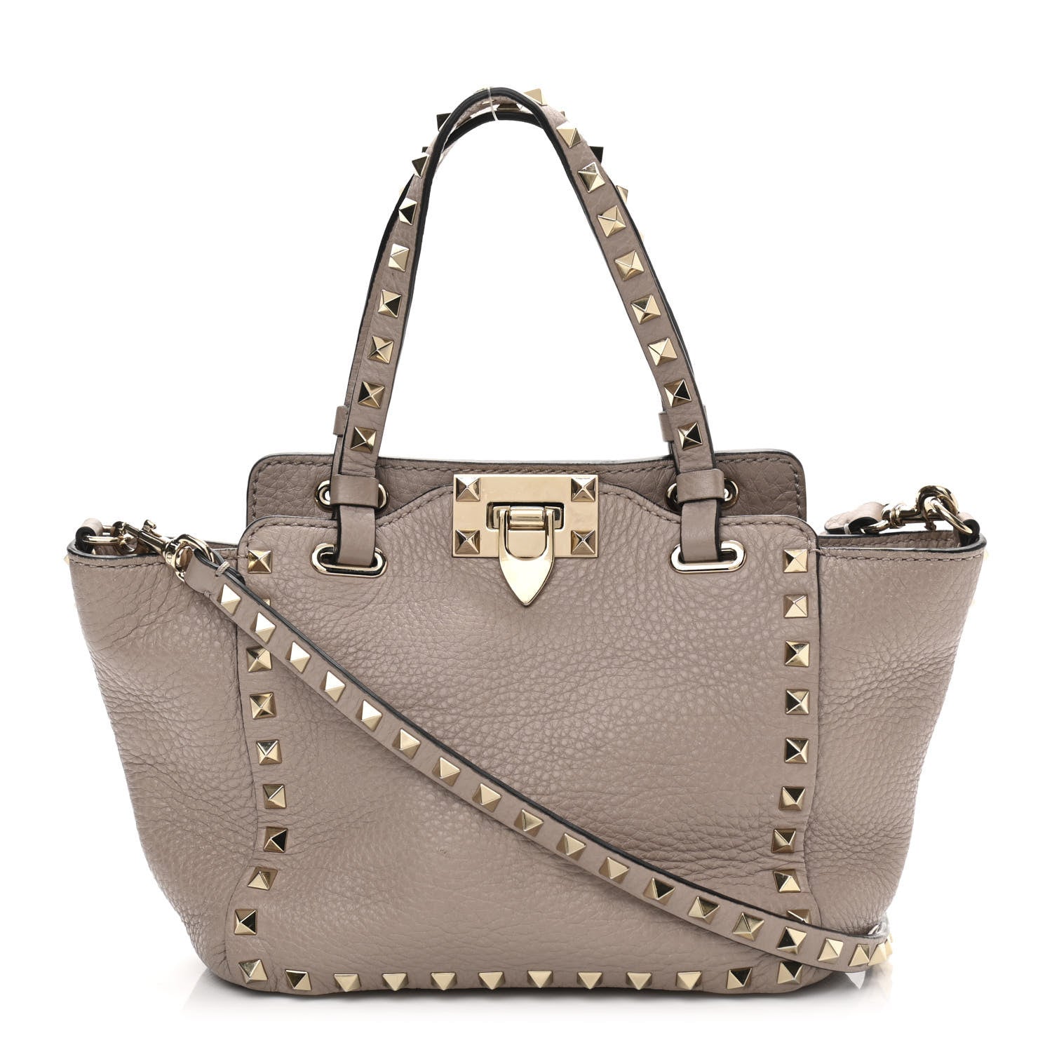 Valentino Garavani Pebbled Calfskin Mini Rockstud Tote Poudre 1 of 9