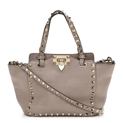 Valentino Garavani Pebbled Calfskin Mini Rockstud Tote Poudre 1 of 9
