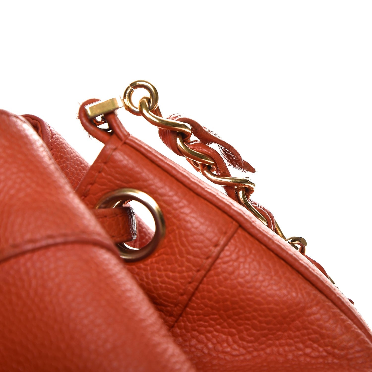 Chanel Caviar CC Drawstring Shoulder Bag Orange 10 of 16