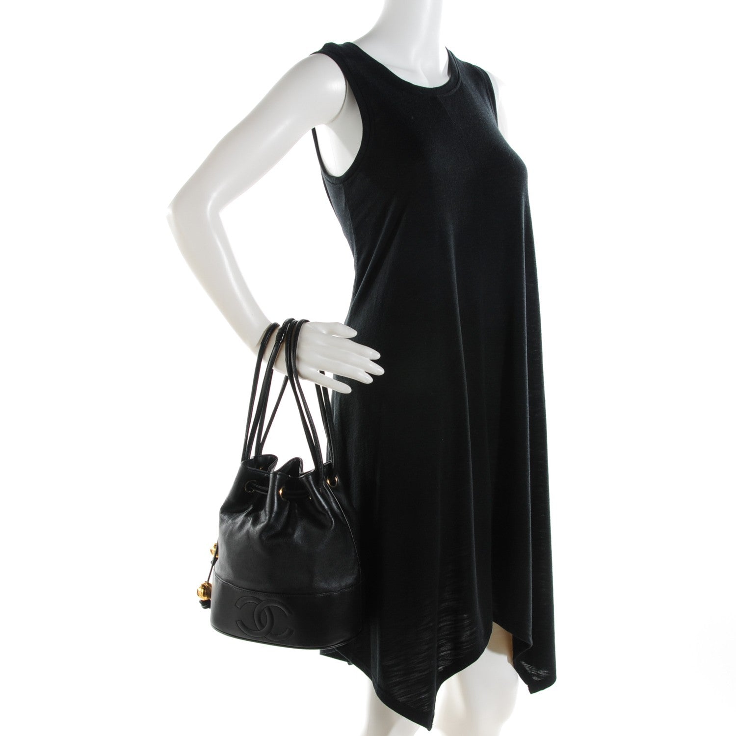 Chanel Lambskin CC Drawstring Shoulder Bag Black 2 of 9