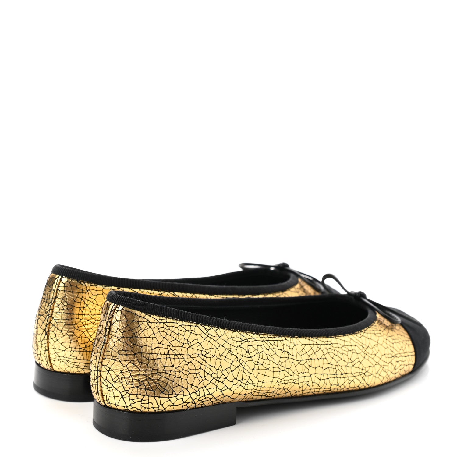 Chanel Metallic Calfaskin Cap Toe CC Ballerina Flats 38 Gold 4 of 9