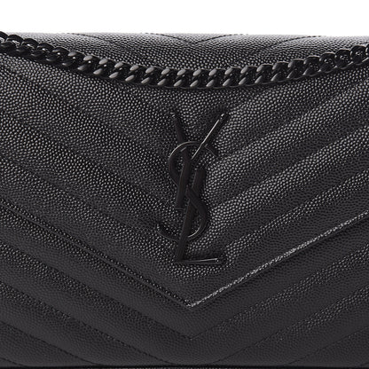 Saint Laurent Grain De Poudre Matelasse Chevron Monogram Chain Wallet Black 9 of 9