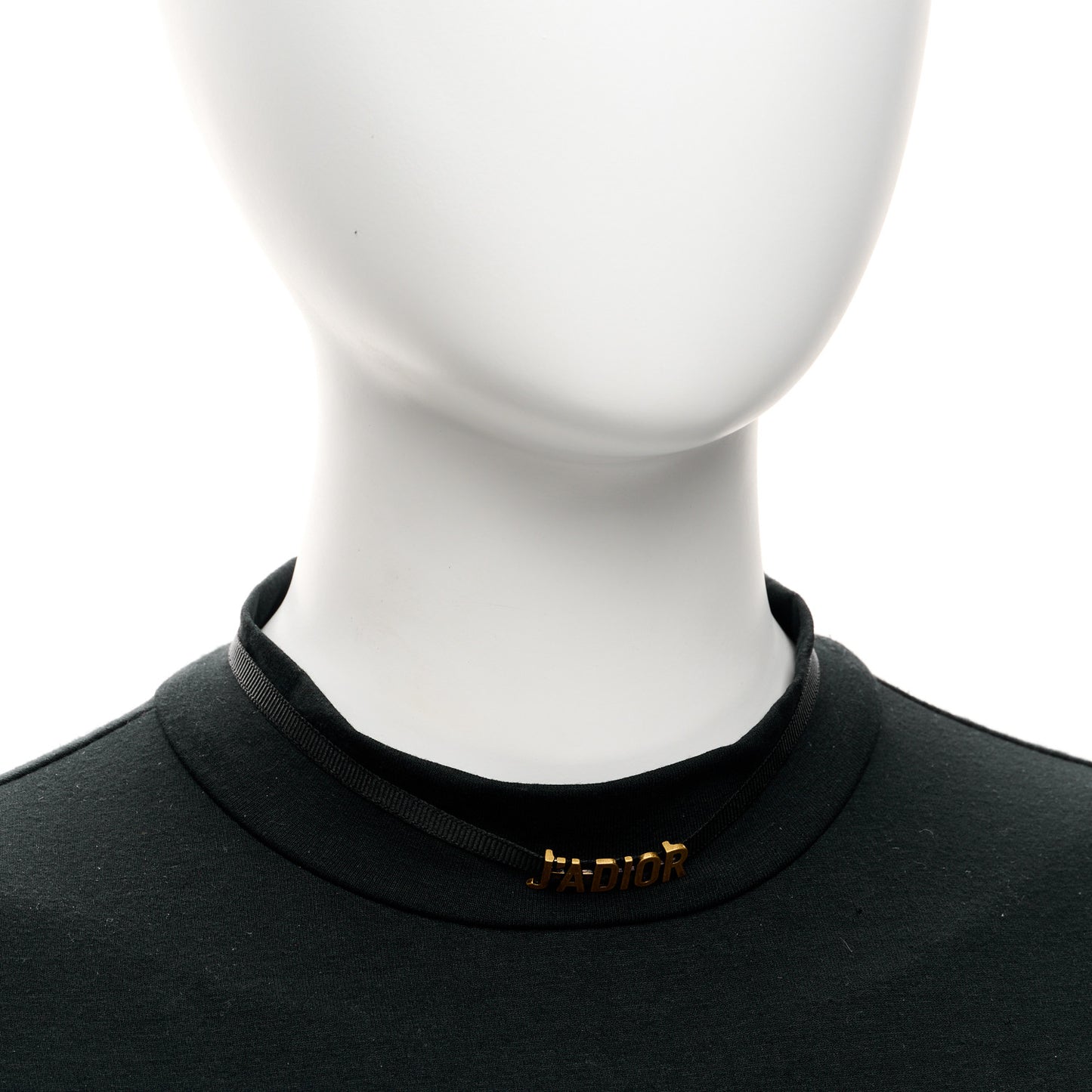 Grosgrain Ribbon J'Adior Logo Choker Necklace Black