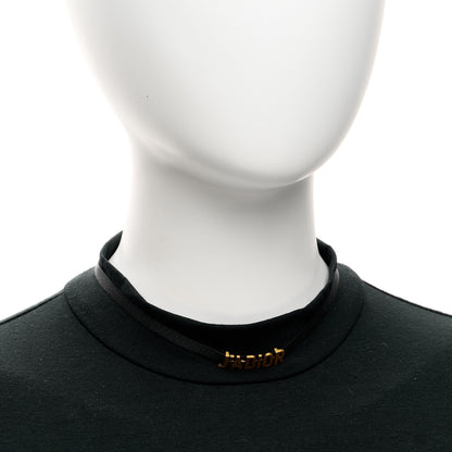 Christian Dior Grosgrain Ribbon J'Adior Logo Choker Necklace Black 2 of 6