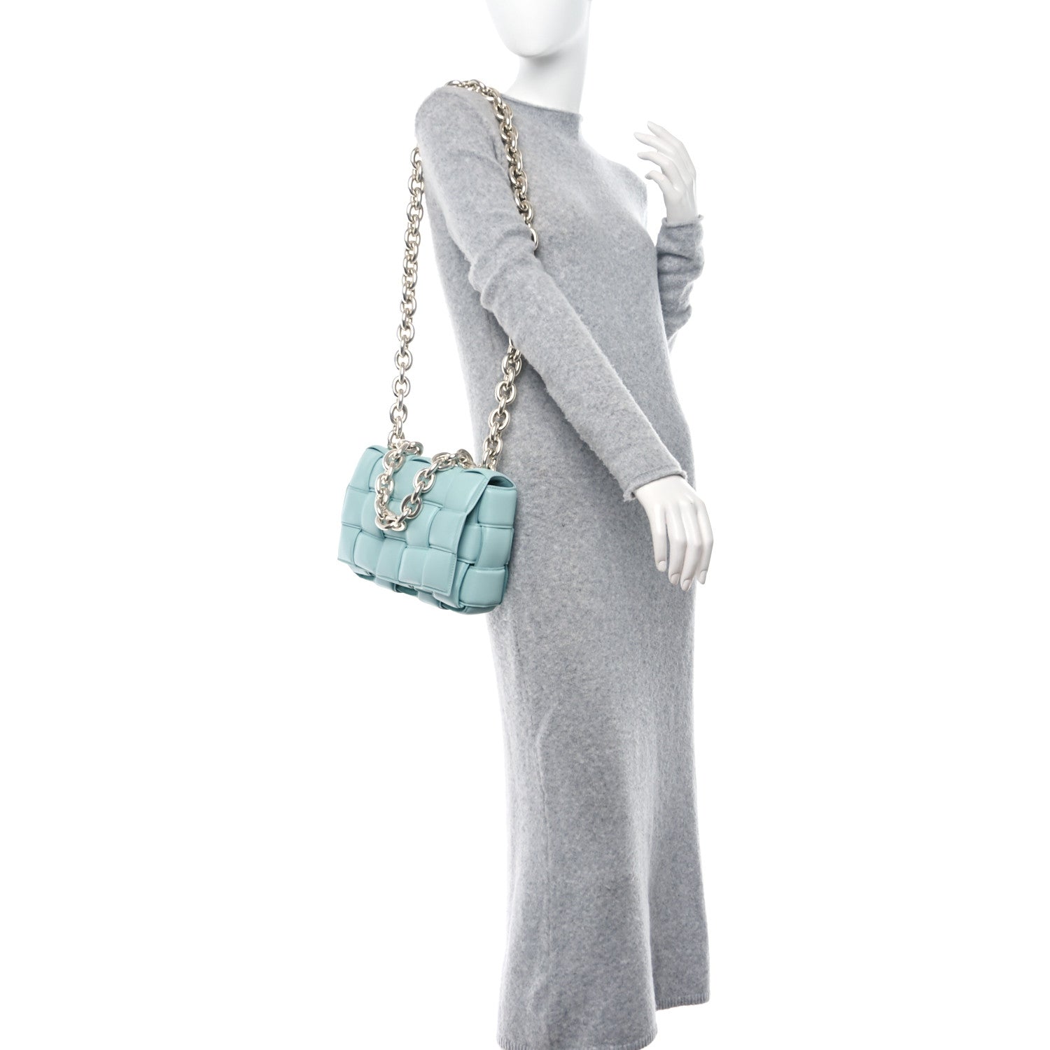 Bottega Veneta Lambskin Maxi Intreccio Padded Chain Cassette Crossbody Bag Spearmint 2 of 13