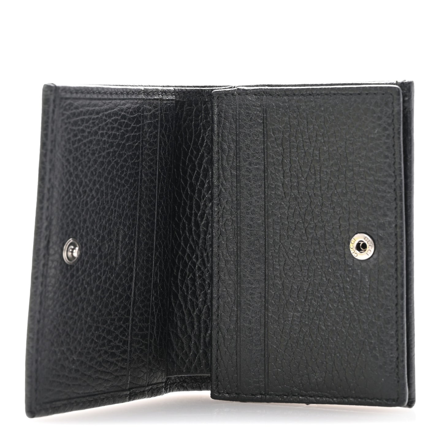 Dollar Calfskin Enamel Monochrome GG Marmont Card Case Black