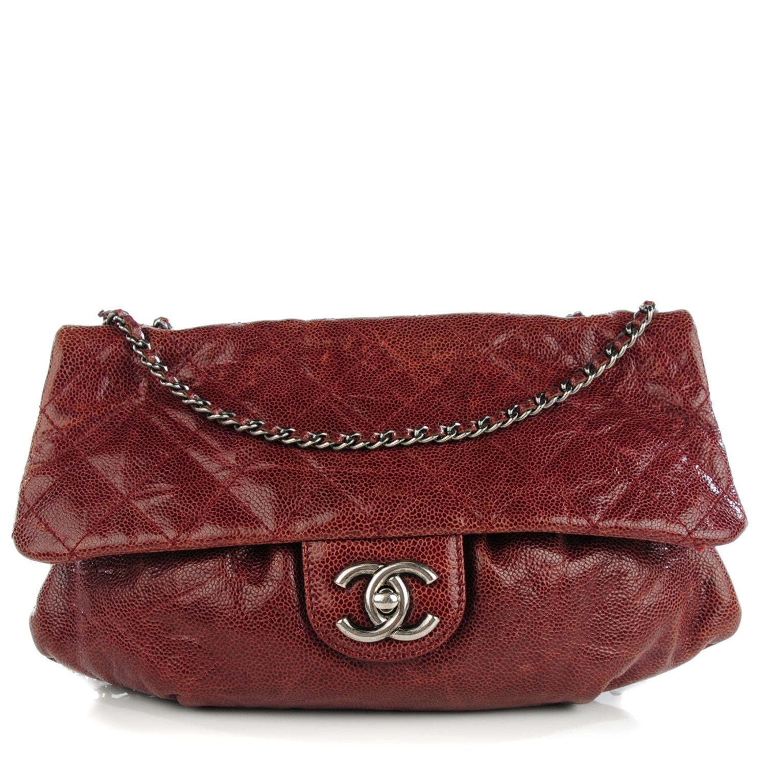 Chanel Grained Calfskin Quilted Medium Elastic Flap Bordeaux 1 of 8