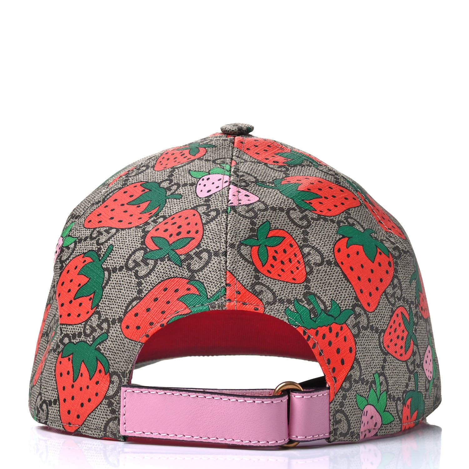 Gucci GG Supreme Monogram Strawberry Baseball Hat XL Beige 769464
