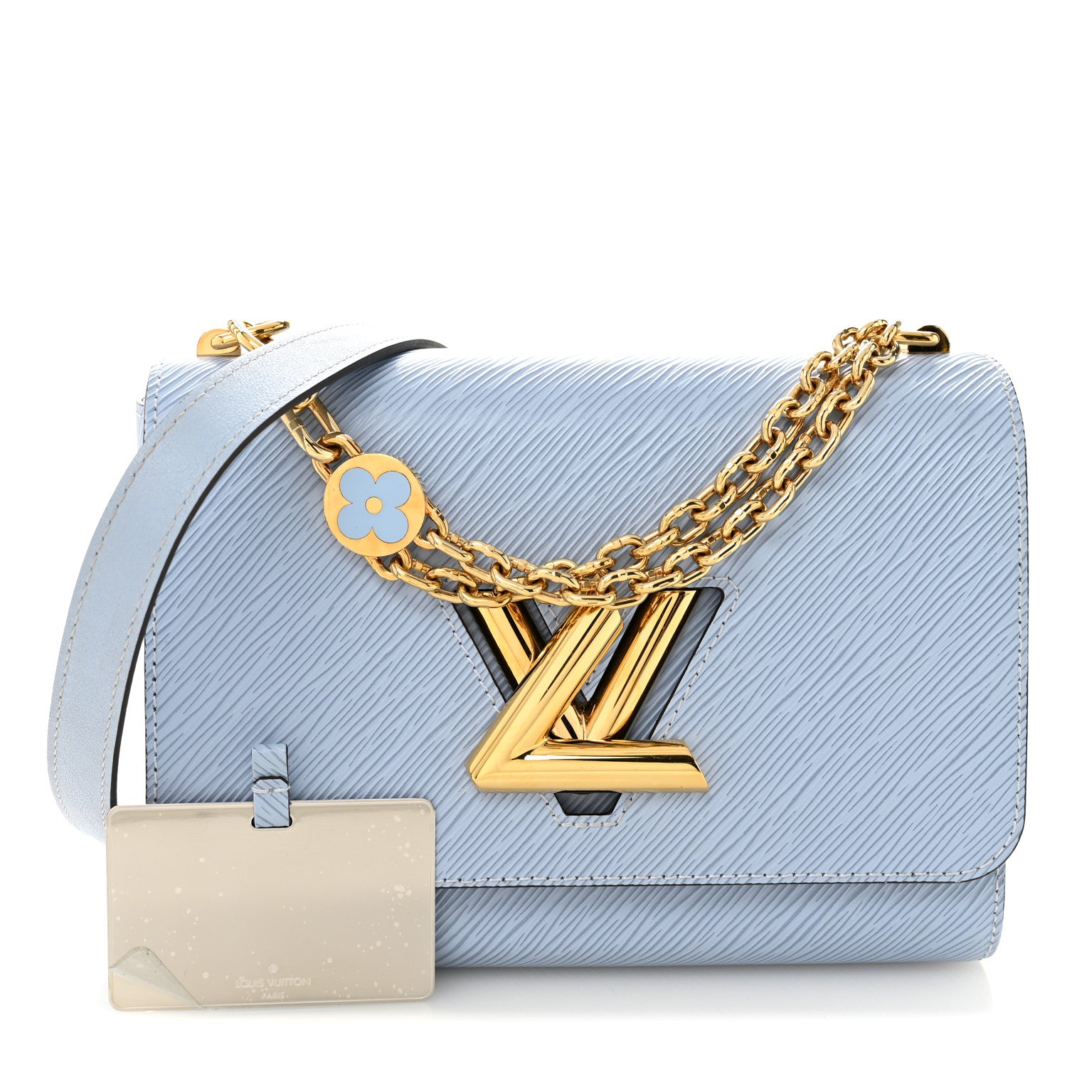 Louis Vuitton Epi Twist Monogram Flower Chain Shoulder Bag MM Blue 3 of 10