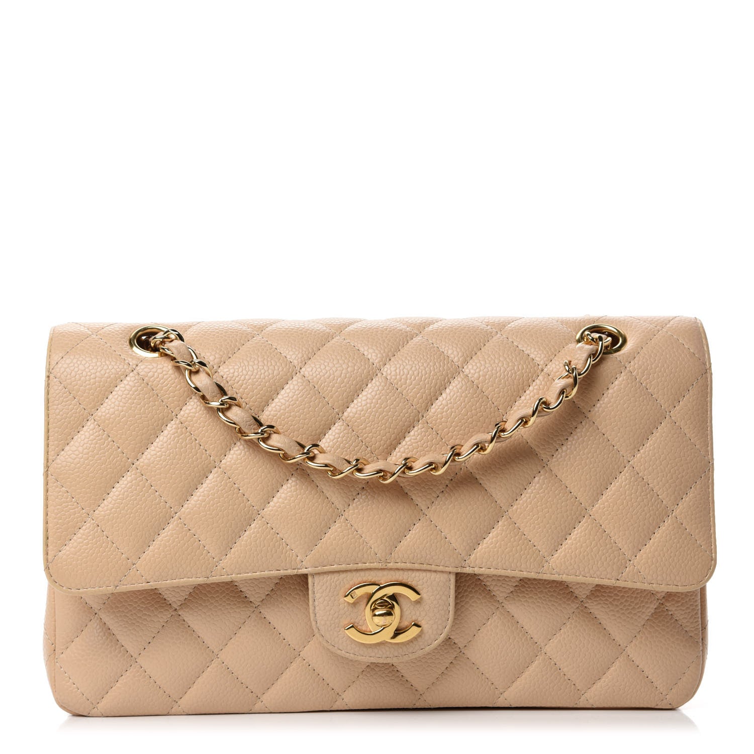 Chanel Caviar Quilted Medium Double Flap Light Beige 1 of 11