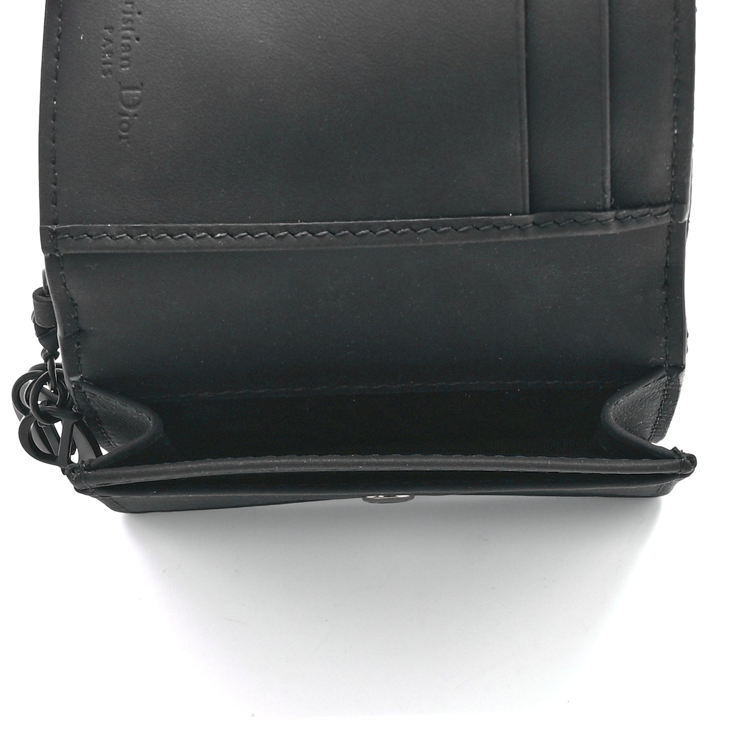 Ultra Matte Calfskin Small Lady Dior Flap Card Holder Black