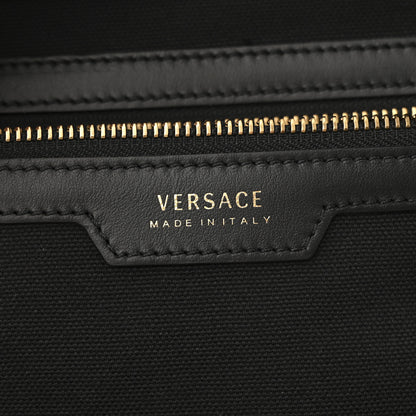 Versace Canvas Suppler Calfskin Cabas GV Signature Tote Black 6 of 14