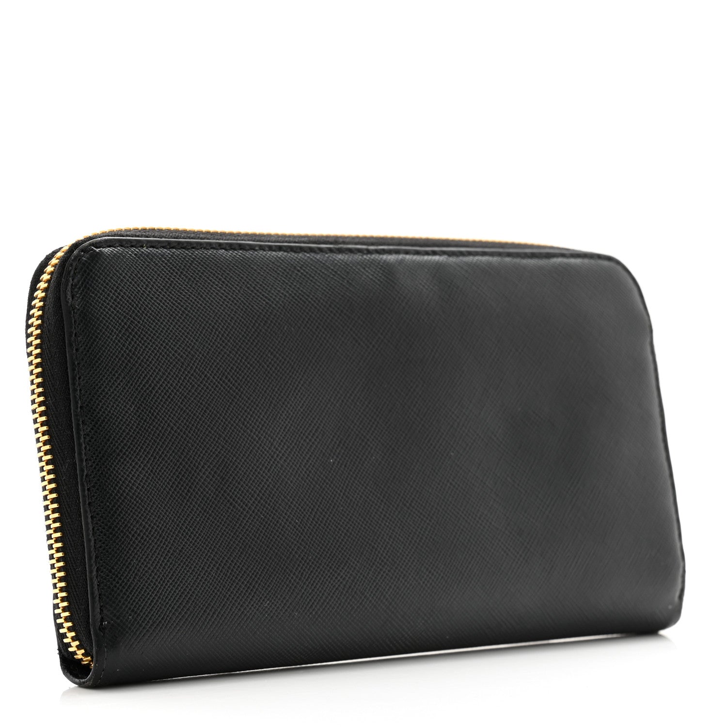 Prada Saffiano Metal Zip Around Wallet Black 3 of 12